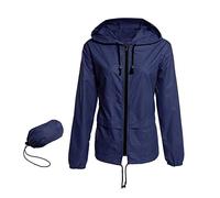 Ainiyo - Veste de plein air imperméable pour femme, respirante, pour les demi-saisons, légère, avec capuche, veste coupe-vent pour les randonnées, les voyages, le trekking et le cyclisme, compactable
