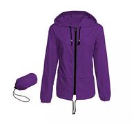 Ainiyo - Veste de plein air imperméable pour femme, respirante, pour les demi-saisons, légère, avec capuche, veste coupe-vent pour les randonnées, les voyages, le trekking et le cyclisme, compactable