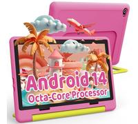 Ainmel Kids Tablette Android 14 pour Enfants, processeur Octa-Core, 14 Go + 64 Go, 5000 mAh, contrôle Parental, WiFi 6, Bluetooth 5.3, boîtier sécurisé pour Les Enfants (Rose)