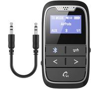 Ainostone Émetteur et récepteur Bluetooth 5.3 pour casque audio AUX avec écran compatible avec avion, TV, système stéréo, fitness