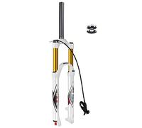 aiNPCde 26 27.5 Pouces Vélo Fourche Avant VTT Air Blanche, Ultra-léger Ajustement du Rebond FO01-RK21 Tube Droit/Conique Vélo de Montagne Fourche à Suspension Voyager 140mm, 29 inch