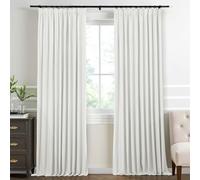 ains Rideaux occultants extra larges en faux lin à isolation thermique pour chambre à coucher, doux au toucher, blanc ivoire, 182,9 x 254 cm (l x L), 1 panneau plissé