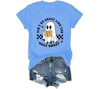Ain't No Ghost Like The Holy Ghost Shirt Holy Spooky Reading Halloween T-shirt Halloween Christian Reading Tops, Bleu (Carolina blue), XL