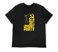 Ain't No Party Like A Communist Party T-Shirt Graphic Tee Printed Top Mens Black Shirt S