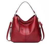 AINUOEY Femme Sac a Main Sacs à Bandouliere Portés épaule Feminin Cabas Original PU Cuir 76670 1pc ensemble Rouge Vineux