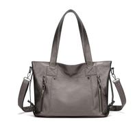 AINUOEY Femme Sac a Main Sacs à Bandouliere Portés épaule Feminin Cabas Original PU Cuir 79224 1pc ensemble Argent