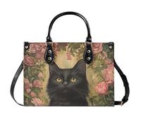 AINUOEY Femme Sacs à main imprimés Sacs à Bandouliere Portés épaule Feminin Cabas Original Nubuck Cuir 40104 1pc ensemble Noir V6