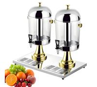 AiODiO Distributeur de Boissons Commercial, Distributeur de jus Chauds et froids, avec bac à glaçons Central et Plateau récupérateur de Gouttes, pour bière, jus et Boissons Froides. Gold-Doublehead