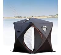 AiODiO Tente de pêche sur Glace isolée, avec Sortie de cheminée pour poêle et Tapis de Sol, imperméable, adaptée au Camping par Tous Les Temps ou à Un Usage Domestique, Facile à Monter. Black-1.8m