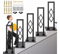 AIOJXHY Garde Corps en Forme de U Noir, Rampe Escalier avec Diamant, Métal Main Courante avec Base Couvercle, Verticale Installation Balustres pour Intérieure, Extérieur (100cm)