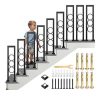 AIOJXHY Rampe Escalier Intérieur en U avec Anneau Circulaire Modèle, Fer Tube Carré Garde-Corps avec Couverture Décorative de Base, Main Courante pour Grenier, Villa, Extérieur (95cm)