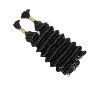 Aiokrtse Bouclés doubles tressés épais bouclés Boho Extensions de cheveux humains pour tressage, harnais vague profonde sans Weft total 100 g couleur noire naturelle 1B