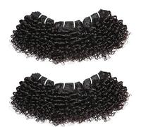 Aiokrtse cheveux crépus et frisés trames de cheveux humains péruviens crépus bouclés 6 pouces(15,2 cm) Style Bob couleur noire naturelle (couleur noire naturelle, 6 pièces 6 pouces)