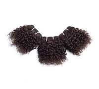 Aiokrtse cheveux crépus et frisés trames de cheveux humains péruviens crépus bouclés 6 pouces(15,2 cm) Style Bob couleur noire naturelle (couleur brun clair, 3 pièces 6 pouces)