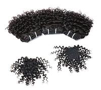 Aiokrtse cheveux crépus et frisés trames de cheveux humains péruviens crépus bouclés 6 pouces(15,2 cm) Style Bob couleur noire naturelle (couleur noire naturelle, 3 pièces 6 pouces)