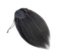 Aiokrtse Extensions de cheveux humains crépus raides avec cordon de serrage pour femme