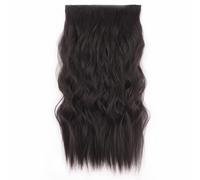 Aiokrtse Extensions de cheveux invisibles avec fil transparent - Taille réglable avec 2 clips sécurisés - Cheveux synthétiques longs et ondulés - Pour femme - 50,8 cm - Couleur marron foncé