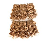 Aiokrtse Lot de 6 trames de cheveux brésiliens vierges 100% humains bouclés de 20,3 cm avec 1 petite fermeture #27 couleur blond (6 trames de 20,3 cm = environ 230g)