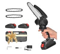 AIOMEST Mini Tronçonneuse à Batterie 8000mAh, 6 Pouces Tronconneuse D'élagage avec 2 Batteries et 2 Chaînes, Tension de Chaîne Sans Outil, Mini Chainsaw pour Jardin Sécateur