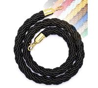Aioneer 1M to 3M Retractable Barrier Rope in 11 Colors, Queue Management with Hooks for Posts, Stanchions, Visitor Guidance in Hotels, Durable Safety Rope with S-Black-2.5M