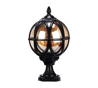 Aioneer Aluminum Globe Post Light Vintage Outdoor Pillar Lamp Traditional Waterproof Column Headlight for Landscape Garden Fence Street Lantern to Pursue Happiness-27.5 * 43cm