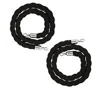 Aioneer Braided Hemp Rope Barrier, 1.5M Long, Black/Blue/Red/Yellow with Silver Hooks, Ideal for Event Queue Management, Birthday Parties, and Red Carpet Occasions.-Black-3.2Cm/1.3In