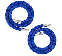 Aioneer Braided Hemp Rope Barrier, 1.5M Long, Black/Blue/Red/Yellow with Silver Hooks, Ideal for Event Queue Management, Birthday Parties, and Red Carpet Occasions.-Blue-2.8Cm/1.1In