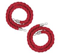 Aioneer Braided Hemp Rope Barrier, 1.5M Long, Black/Blue/Red/Yellow with Silver Hooks, Ideal for Event Queue Management, Birthday Parties, and Red Carpet Occasions.-Red-3.2Cm/1.3In