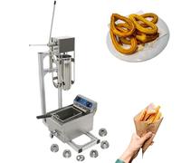 Aioneer Commercial Churro Maker with Deep Fryer, 7L Spanish Donut Churro Machine with 10L/20L Electric Fryer, 6 Nozzles, Stainless Steel for Restaurants, Bakeries-with 10L Deep Fryer