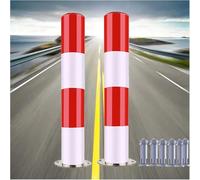 Aioneer Delineator Post Cone Driveway Caution Sign Steel Parking Bollards, Reflective Security Barrier with 6 Free Anchor Bolts for Parkin Set of 2 Safety Cone, Traffic Delineato-2pack-100cm/39.3in