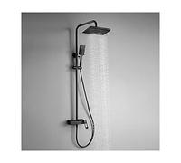 Aioneer Ensemble De Douche À Effet Pluie Mural en Laiton, Comprenant Un Mitigeur Monocommande, Une Douchette À Main, Un Bec De Baignoire Cascade Et Une Pomme De Douche. Coloris O-Black