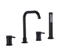 Aioneer Ensemble De Douche Pivotant À 360° - Mitigeur De Baignoire Chromé À 3 Trous, Robinet Monocommande, Mitigeur De Douche avec Jet Réglable, Design Moderne pour Un Confort OP-Black-B