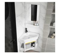 Aioneer Ensemble Lavabo d'angle Mural avec Meuble Et Robinet, Solution Gain De Place pour Les Petites Salles De Bains Et Cuisines-White-a-42x42x40 cm