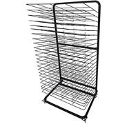Aioneer Étagère À Tableaux Empilable, Séchoir À Œuvres d'art pour Salle De Classe, Noire, Facile À Installer, Plateau Amovible À Plusieurs Niveaux, en Acier, Poulie Universelle, Black-133x50x64cm