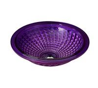 Aioneer Évier de salle de bain en verre trempé de 41,9 cm avec robinet cascade économiseur d'eau, drainage, orange, B, orange B (violet A)