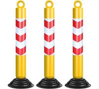 Aioneer Flexible Crowd Control Stanchions - 10 Pack Lightweight Red and Blue Barrier Posts for Effective Visitor Management and Enhanced Safety-Yellow+Red-3 Pcs