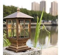 Aioneer Garden Post Light Column Outdoor Pillar Lamp, Rural Style Waterproof Antirust Column Light Aluminum Pedestal Lamp with Clear Glass Landscape Lights for Fence Garden Patio