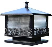 Aioneer Garden Post Light Home Fence Waterproof Pillar Lamps Creative Industrial Style Post Light Retro Courtyard Column Lamp Wall Gate Postal Villa Garden Landscape Park Lawn Il-Black-25 * 25 * 27cm