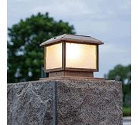 Aioneer Garden Post Light Light,Garden Solar Post Lamp Sensor Light Bronze Gate Porch LED Column Lantern Bollard Pathway Square Column Pillar Lamp Decor Deck Street Lamp to Pursu-39.5cm