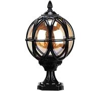 Aioneer Garden Post Light Outdoor Spherical Pillar Lamp Waterproof Vintage Wall Post Light Retro Garden Landscape Spotlight Lanterns E27 Aluminium Villa Fence Terrace Street Deco-Height: 32.5cm