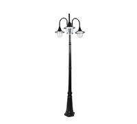 Aioneer Lampadaire Extérieur À 3 Lampes, Lampadaire Étanche, Borne Lumineuse Extérieure, Éclairage De Jardin/Pelouse Noir, Structure en Aluminium Antirouille avec Panneaux en Ver-Height 260cm