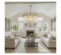 Aioneer Lustre Classique Vintage en Laiton Et Verre Transparent, Forme Bougie, Style Vintage, Rond, Doré, en Cristal, À Suspendre Au-Dessus d'une Table À Manger Ou d'un Salon.-Warm light-Dia80cm