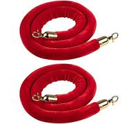 Aioneer Luxurious Velvet Rope with S - Queue Management Barrier for Event Decoration, Red Carpet, Parties, Cinema Openings - 185 Cm Long, Stylish Crowd Control Solution-2 Pcs-4ft/120cm