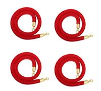 Aioneer Luxurious Velvet Rope with S - Queue Management Barrier for Event Decoration, Red Carpet, Parties, Cinema Openings - 185 Cm Long, Stylish Crowd Control Solution-4 Pcs-4ft/120cm