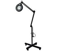 Aioneer Magnifying Floor Lamp 4 Wheels Rolling Base, Height Adjustable Gooseneck Standing Lighting Reading Magnifier Lamp 5X Salon Magnifier Floor Lamp