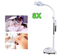 Aioneer Magnifying LED Lamp, 8X Floor-Standing Magnifying Glass Lights Shadowless Magnifier Beauty Lighted Tools for Salon Manicure Tattoo Salon Spa A/Without Pulle