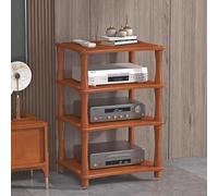 Aioneer Meuble TV Rétro À 4 Niveaux avec Support DVD en Bois Et Étagère pour Console, Idéal pour Le Gaming Et L'Audiovisuel.-Brown-3 Tier