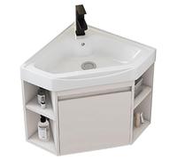 Aioneer Meuble Vasque d'angle Polygonal, Petit Meuble Vasque Mural, Mini Meuble Vasque, Disponibles, avec Robinet Noir, Convient Aux Salles De Bains, Toilettes-Set1-48cm/18.9in