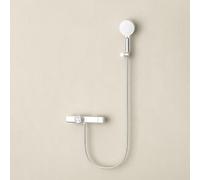 Aioneer Mitigeur De Douche Mural Chromé pour Baignoire Et Douche, Ensemble Pommeau De Douche Et Flexible 3 Jets pour Robinetterie De Baignoire-Chrome