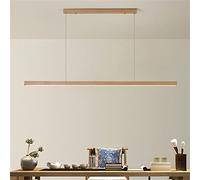 Aioneer Modern Wood Linear Suspension Light Dimmable Ceiling Hanging For Dining Room Kitchen Island Living Room Bar 80Cm-Wood-180cm